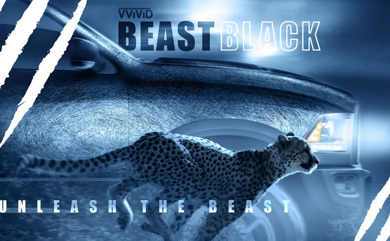 Vvivid+ beast black fur leather car wrap vinyl